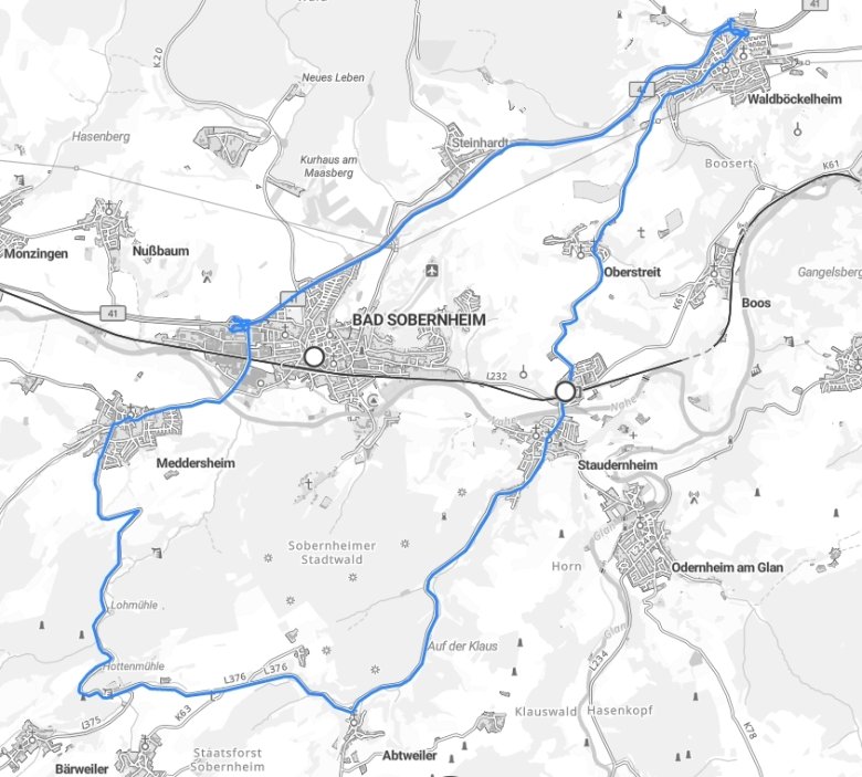 STraßenkarte, dass die eine Umleitung in Staudernheim zeigt